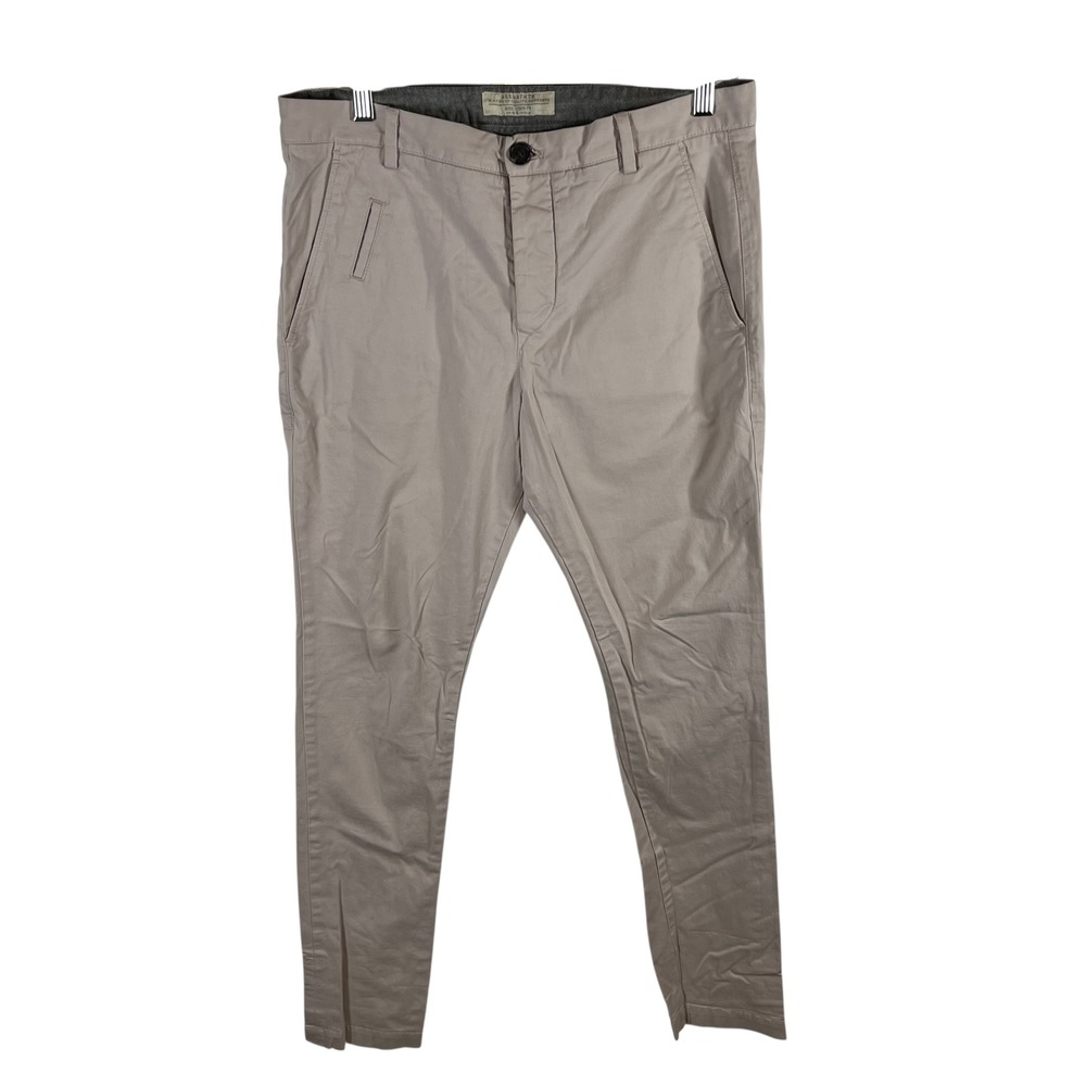 AllSaints Slim Tapered Chino Pants Stone Beige Khaki Size 30 Designer Casual